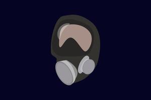 vector graphic of gas mask isolated on dark blue background.