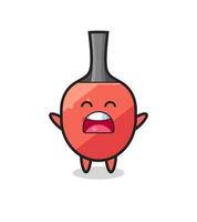 cute table tennis racket mascot with a yawn expression vector