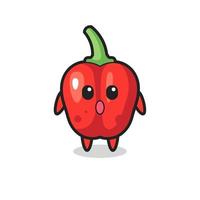 the amazed expression of the red bell pepper cartoon vector