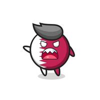 cute qatar flag badge cartoon in a very angry pose vector