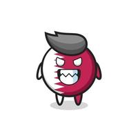 evil expression of the qatar flag badge cute mascot character vector