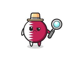 the mascot of cute qatar flag badge as a detective vector