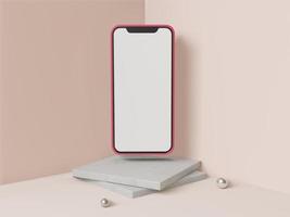 Mobile phone on pastel background with 3d graphics. photo