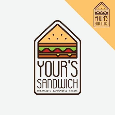 Breakfast Sandwich in Line Style Logo Design Template