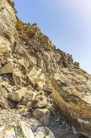 Natural rough landscapes on Kos Island Greece mountains cliffs rocks.