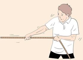 Man pulling a rope vector illustration