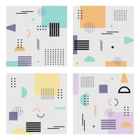 Abstract 4 piece backgrounds with different geometric shapes vector