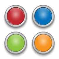 glossy buttons with metallic elements, vector illustration