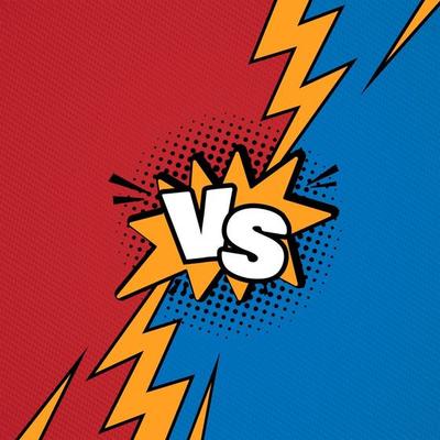 Versus VS letters fight background in flat comics style design
