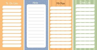 Collection of planner, note paper, to do list, organizer, plan vector