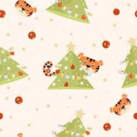 New Year seamless pattern with Christmas tree vector