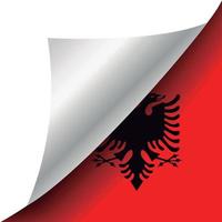 bandera de albania con esquina rizada vector