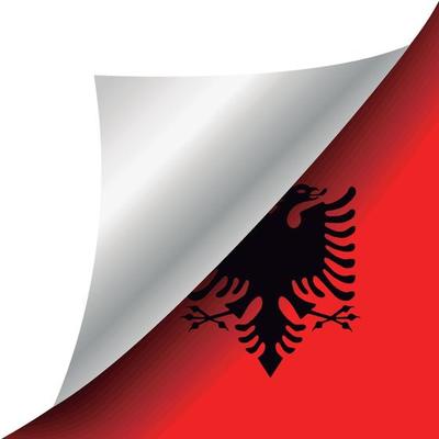 Albania flag with curled corner