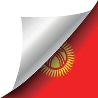 Kyrgyzstan flag with curled corner vector