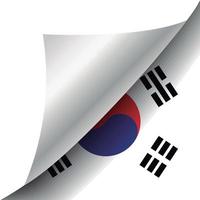 bandera de corea del sur con esquina rizada
