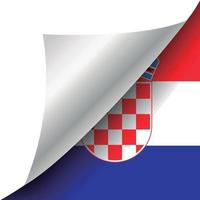 bandera de croacia con esquina rizada vector