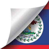 Belize flag with curled corner vector