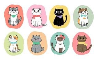 cute cats cartoon set vector