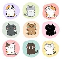 vector de conjunto de dibujos animados de gatos lindos