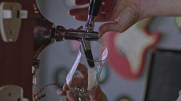 barman serve cerveja fresca em um copo em uma boate video