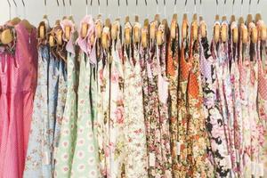 floral pattern young girl dresses in shop photo