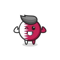 the muscular qatar flag badge character is posing showing his muscles vector