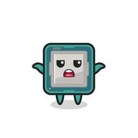 processor mascot character saying I do not know vector