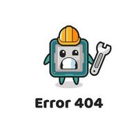 error 404 with the cute processor mascot vector
