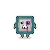injured processor character with a bruised face vector