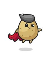 cute potato superhero character is flying vector