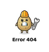 error 404 con la linda mascota de la papa vector