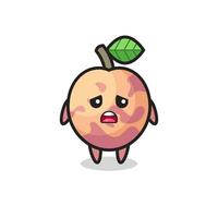 disappointed expression of the pluot fruit cartoon vector