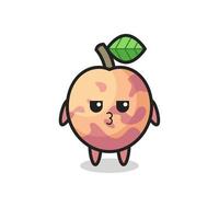 la expresión aburrida de los lindos personajes de la fruta pluot vector