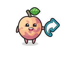 cute pluot fruit hold social media share symbol vector