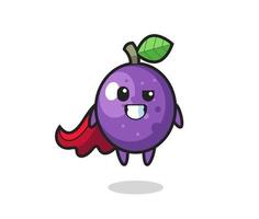 the cute passion fruit character as a flying superhero vector