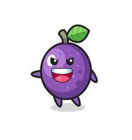 passion fruit cartoon with very excited pose vector