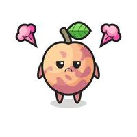 annoyed expression of the cute pluot fruit cartoon character vector