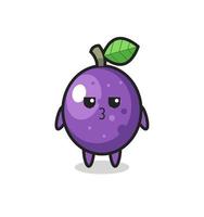 the bored expression of cute passion fruit characters vector