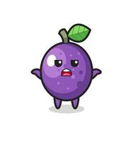 passion fruit mascot character saying I do not know vector
