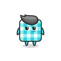 cute checkered tablecloth character with suspicious expression vector