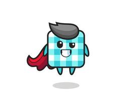 the cute checkered tablecloth character as a flying superhero vector