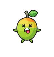 personaje del lindo mango con pose muerta vector