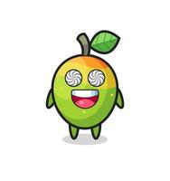 cute mango character with hypnotized eyes vector