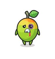 injured mango character with a bruised face vector