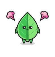 annoyed expression of the cute leaf cartoon character vector