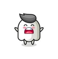 cute ghost mascot with a yawn expression vector