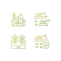 Agriculture and farming gradient linear vector icons set