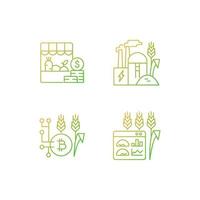 Agricultural innovations gradient linear vector icons set