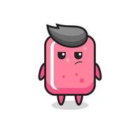 cute bubble gum character with suspicious expression vector