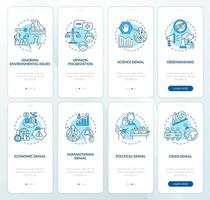 Climate change denial onboarding mobile app page screen set vector